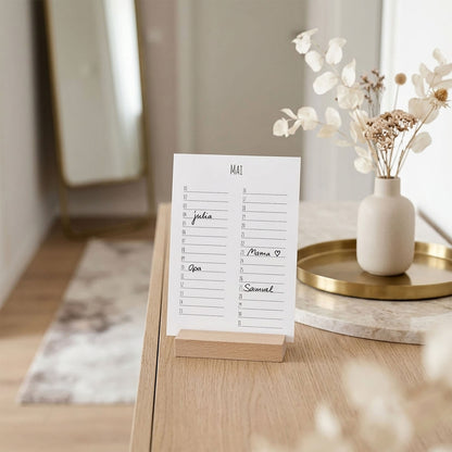 Geburtstagskalender mit Holzständer