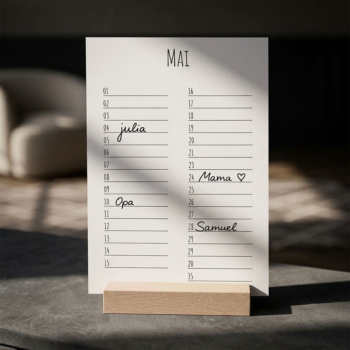 Geburtstagskalender mit Holzständer, PERFEKT UNPERFEKT