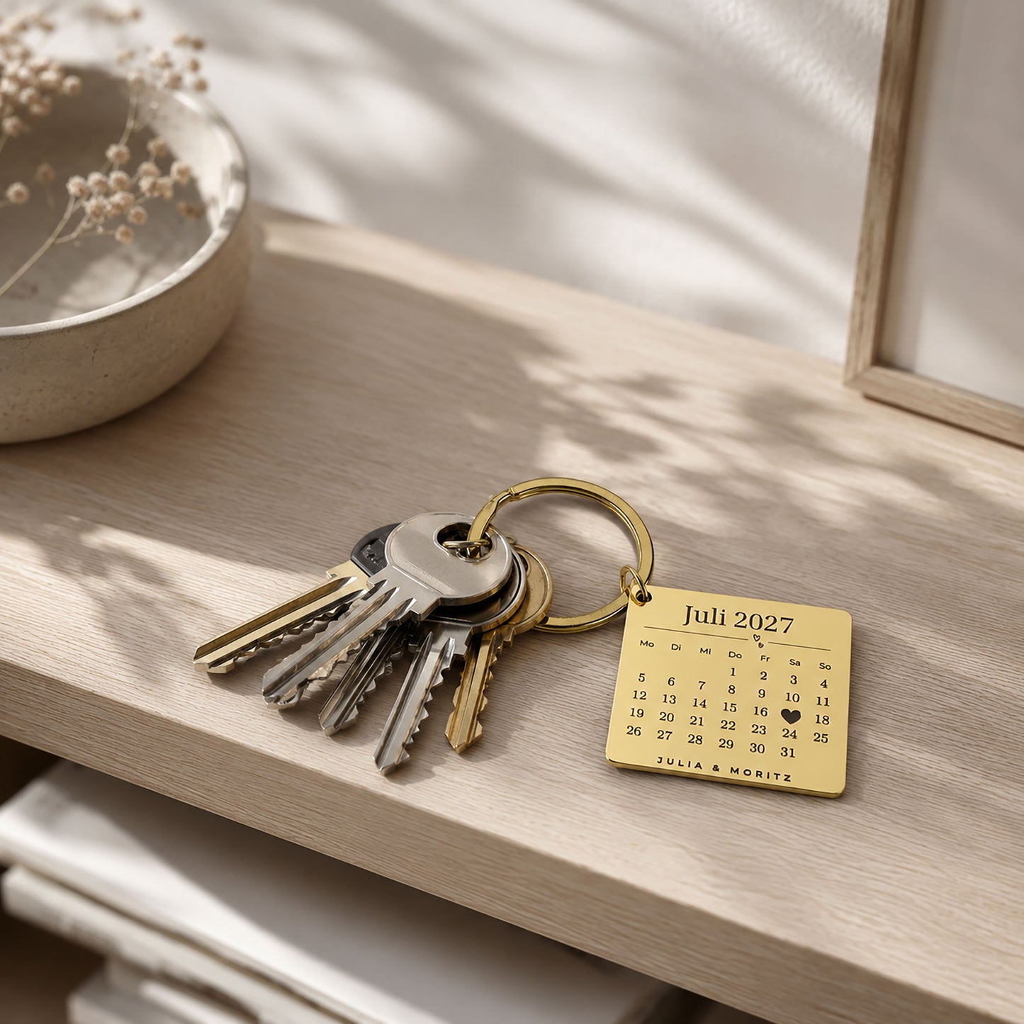 Personalisierter Schlüsselanhänger mit Kalender-Gravur