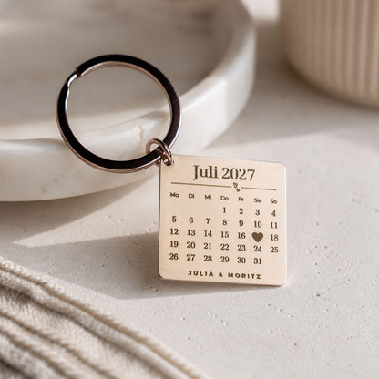Personalisierter Schlüsselanhänger mit Kalender-Gravur