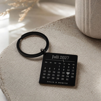 Personalisierter Schlüsselanhänger mit Kalender-Gravur