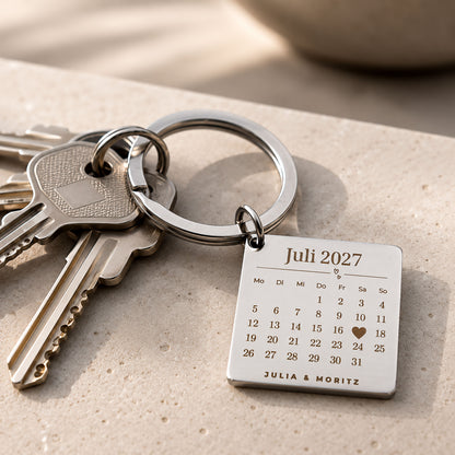 Personalisierter Schlüsselanhänger mit Kalender-Gravur