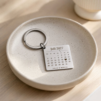 Personalisierter Schlüsselanhänger mit Kalender-Gravur