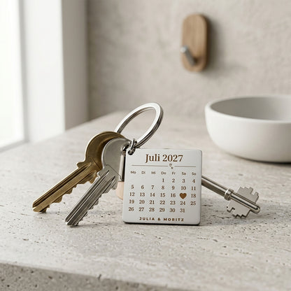 Personalisierter Schlüsselanhänger mit Kalender-Gravur
