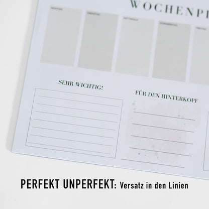 Wochenplaner Block, DIN A4, Schreibtischunterlage, PERFEKT UNPERFEKT
