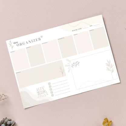 Wochenplaner Block, Minimalistisches Design, DIN A4, Schreibtischunterlage