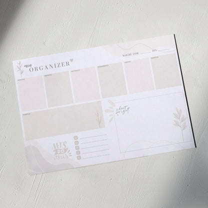 Wochenplaner Block, Minimalistisches Design, DIN A4, Schreibtischunterlage