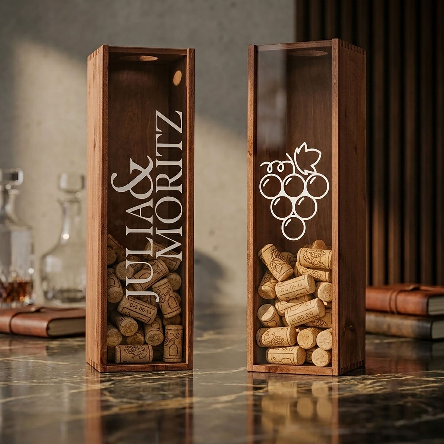 Korkensammler Box, Weinkiste mit individuellem Aufdruck