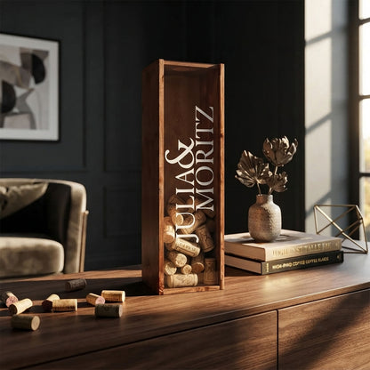 Korkensammler Box, Weinkiste mit individuellem Aufdruck