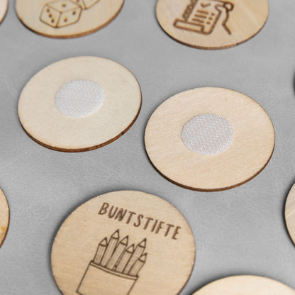 Ordnungsetiketten aus Holz, 200 Motive für individuelle Etiketten
