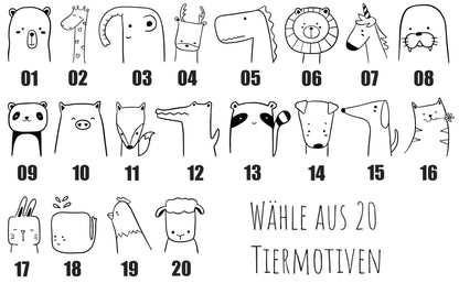 Tiermotiv als Aufkleber, individuell anpassbar, Wähle aus 20 Tiermotiven